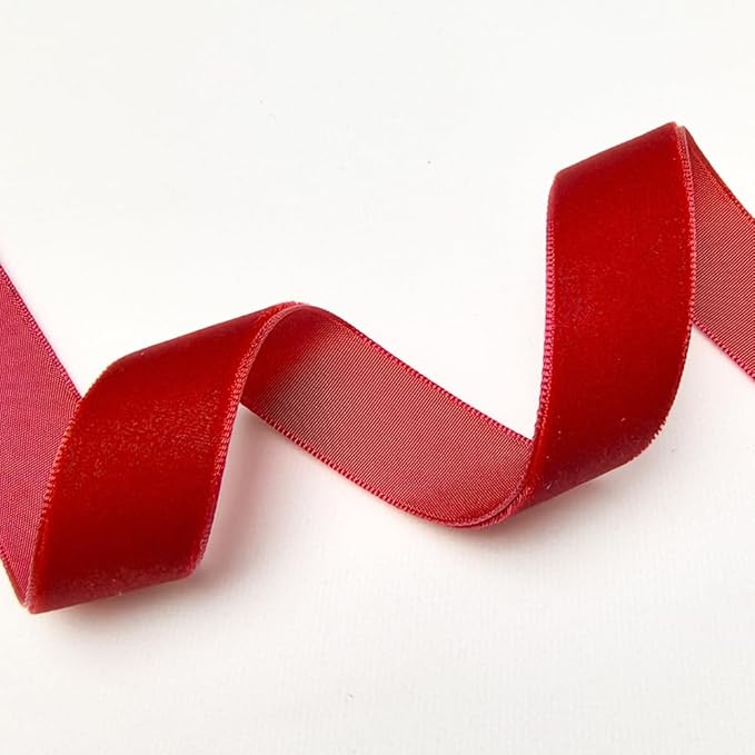 Chenkou Craft Christmas Red 25 Yards 3/4" Velvet Ribbon Lots Bulk (Red, 3/4"(20mm))