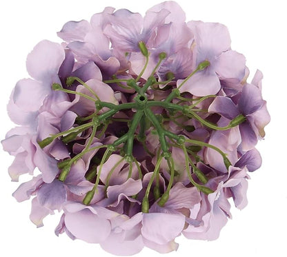 Flojery Silk Hydrangea Heads Artificial Flowers Heads with Stems for Home Wedding Decor,Pack of 10 (Dream Purple)