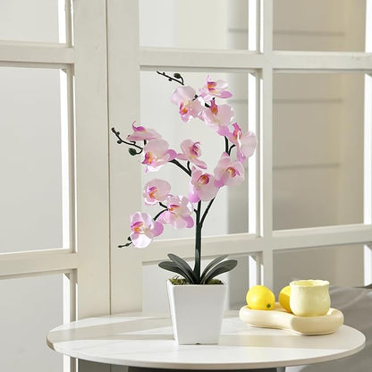 15" Tall Artificial Silk Phalaenopsis Orchid Flower Plant Pot Arrangements (Pink Shades)