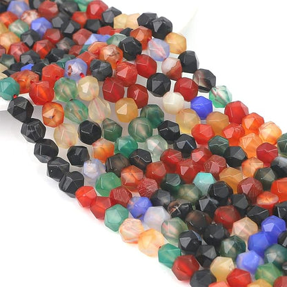 Faceted Natural Colorful Agate Stone Round Beads 6mm 36cm/Strand for Jewelry Making