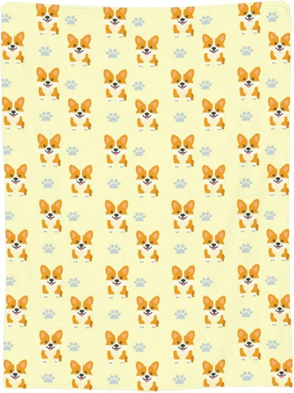Corgi Blanket Cute Corgi Dog Throw Blanket Puppy Soft Cozy Fleece Fuzzy Stuffed Plush Flannel Gifts for Girls Women Boys Kids Adults 50"X60"