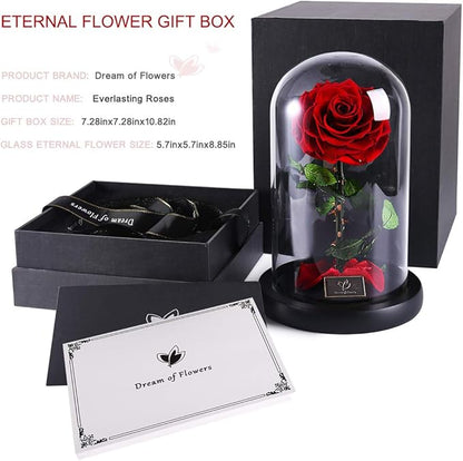 Christmas Unique Gifts for Her,Christmas Flowers for Delivery Prime,Beauty and The Beast Rose in Glass Dome,Birthday Gifts for Women Her Mom Wife Girl Grandma on Thanksgiving Anniversary Valentines