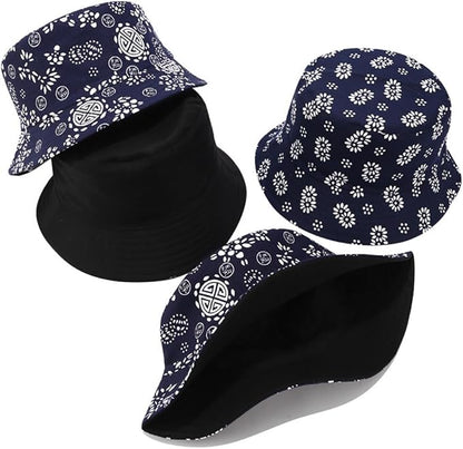 Quanhaigou Bucket Hat for Men Women,Packable Reversible Printed Sun Hats,Fisherman Outdoor Summer Travel Hiking Beach Caps