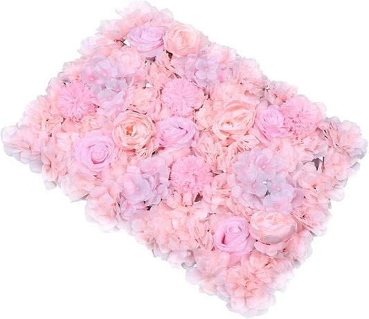 Gdrasuya10 6pcs Realistic Flower Wall Background Artificial Flowers Wall Backdrop Panel 3D Silk Rose Fake Flower Wall Panel Banquet Wedding Party Decor, Photography Background 60 x 40 cm