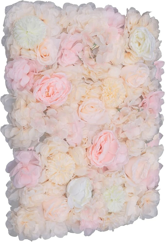 Gdrasuya10 6pcs Realistic Flower Wall Background Artificial Flowers Wall Backdrop Panel 3D Silk Rose Fake Flower Wall Panel Banquet Wedding Party Decor, Photography Background 60 x 40 cm