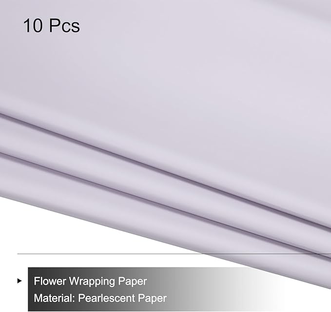 MECCANIXITY Pearlescent Film Flower Wrapping Paper 22.8x22.8 Inch Waterproof for DIY Crafts, Gift/Gift Box Packaging Smoky Purple 10 Pcs