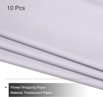 MECCANIXITY Pearlescent Film Flower Wrapping Paper 22.8x22.8 Inch Waterproof for DIY Crafts, Gift/Gift Box Packaging Smoky Purple 10 Pcs