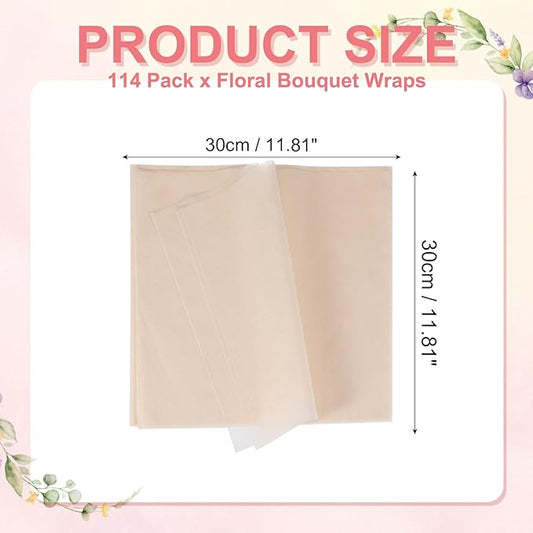 YELARXI Flower Wrapping Paper, Cotton Wrapping Flower Paper, Non-Woven Waterproof Floral Bouquet Wraps - Fitting for (Florist Supplies/Gift) 11.8 x 11.8 Inch & 114 Pack & Lotus Pink