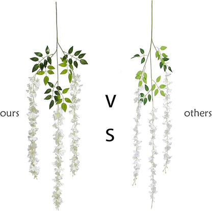 Duovlo 12 Piece Artificial Silk Wisteria Vine 3.6 Feet Ratta Hanging Flower Garland String Home Party Wedding Decor (Light Pink)