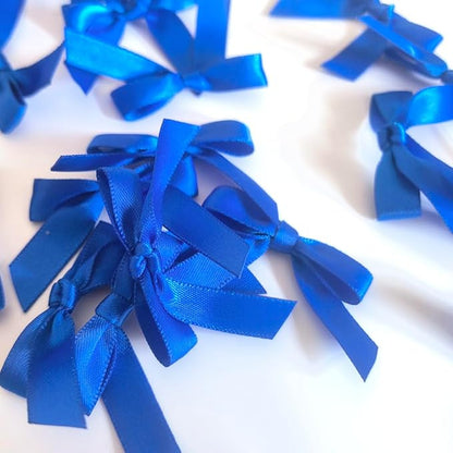 50pcs 1-1/2" Blue Satin Ribbon Bows Without Twist Ties for Gift Wrapping Packing Christmas Decoration (Blue)