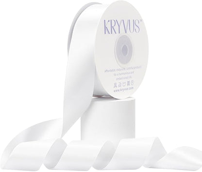 White Satin Ribbon, Double Faced White Ribbon 1-1/2 Inch X 50 Yards Premium Satin Ribbons for Gift Wrapping, Crafts, Hair Bow Making, Sewing, Flower Bouquet, Wedding Party Decor