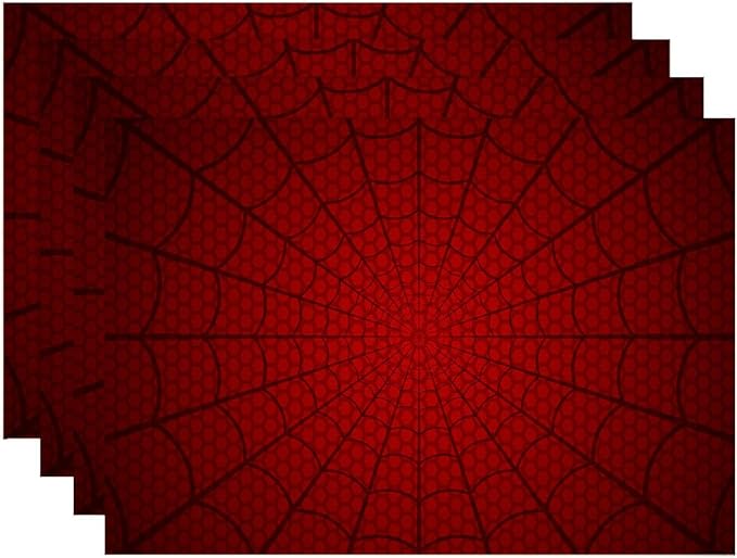 Placemats Set of 4 Red Spider Web Table Mats Linen Place Mats for Dining Kitchen Country Camp Farmhouse Decor 12x18 Inch