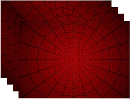 Placemats Set of 4 Red Spider Web Table Mats Linen Place Mats for Dining Kitchen Country Camp Farmhouse Decor 12x18 Inch