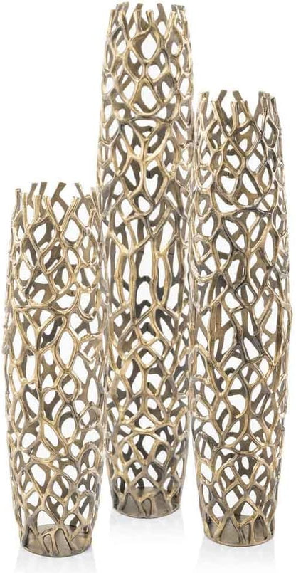 Modern Day Accents 3603 Rama Silver LG Twigs Barrel Floor Vase, Statement Piece, Tall Standing, Corner Decor 9" Lx 9" W x 31.5" H, House & Office Decor