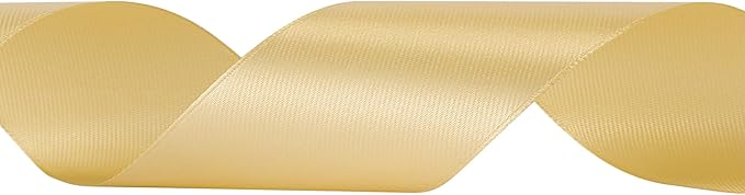 LIUYAXI 1-1/2 Inches 50 Yards Champagne Satin Ribbon, Solid Fabric Ribbon Roll for Flower Bouquets, Gift Wrapping, Wedding, Handmade Crafts