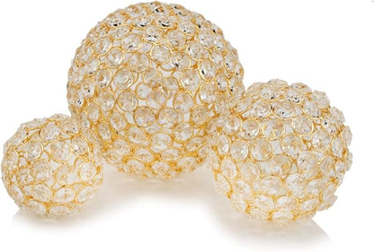 Modern Day Accents Facetas 4" Gold Cristal Spheres - Set of 2