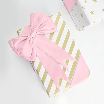 Double Face Pearl Pink Satin Ribbon 1-1/2 inch X 25 Yards Polyester Pearl Pink Ribbon for Gift Wrapping Very Suitable for Weddings Party Hair Bow Invitation Decorations and More