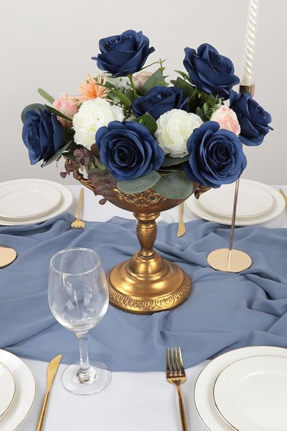 50pcs Roses Artificial Flowers Navy Blue Fake Roses Flowers with Long Stems Silk Flowers for Wedding Bouquet Centerpices Decorations Party Bridal Baby Shower Home Decor