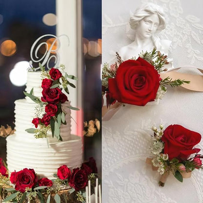 Artificial Roses 50PCS Large Velvet Silk Rose 4.14" Realistic Fake Flowers in Bulk for Flower Arrangement Wedding Centerpieces Home Party Decor (Red)