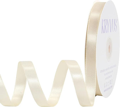 Cream Satin Ribbon, Double Faced 1/2 Inch X 50 Yards Cream Ribbon, Premium Satin Ribbon for Gift Wrapping, Crafts, Hair Bow Making, Sewing, Flower Bouquet, Wedding Party Decor