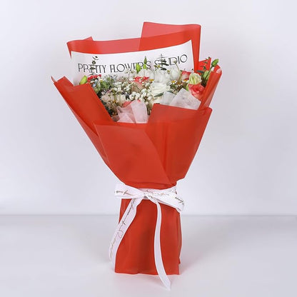 FUHITIM 20 Sheets Flower Wrapping Paper -Waterproof Floral Bouquet Wrapping Paper Used for DIY Crafts, Gift Packaging, Florist Supplies Packaging Paper for Wedding Birthday Gift (Misty Red)