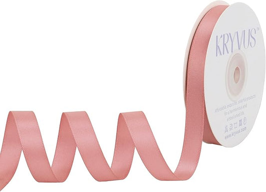 Rose Gold Satin Ribbon, Double Faced 1/2 Inch X 25 Yards Rose Gold Ribbon, Premium Satin Ribbon for Gift Wrapping, Crafts, Hair Bow Making, Sewing, Flower Bouquet, Wedding Party Decor