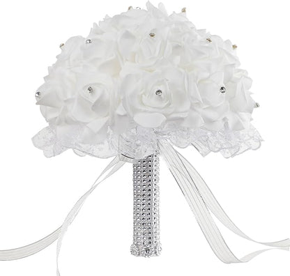 Ochine Bride & Bridesmaid Bouquets - Silk Hand Holding Flower Bouquet for Valentines Day Decor, Wedding Party Supplies & Home Decor