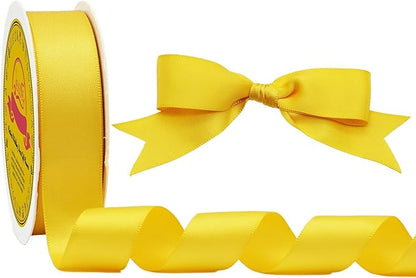 Double Face Maize Yellow Satin Ribbon 7/8 inch X 25 Yards Polyester Maize Yellow Ribbon for Gift Wrapping Very Suitable for Weddings Party Invitation Decorations and More