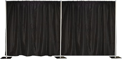 Crowd Control Center 8'x20' Pipe and Drape Backdrop Kit in Premier Fabric (8'x20' Black) Upgraded Version