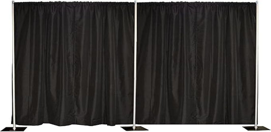 Crowd Control Center 8'x20' Pipe and Drape Backdrop Kit in Premier Fabric (8'x20' Black) Upgraded Version