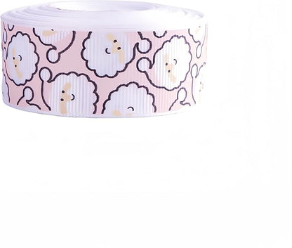 Pink Santa Ribbon 20 Yards 1Inch Wide Grosgrain Ribbons with Santa Printed Gift Ribbon for Craft Packing, Gift Wrapping, DIY Craft, Christmas Party Supplies
