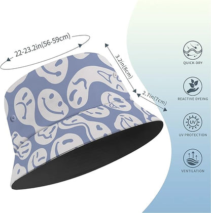 Bucket Hat for Women Men Unisex Sun Cap Packable Outdoor Fisherman Hat Headwear,Reversible Double-Side-Wear