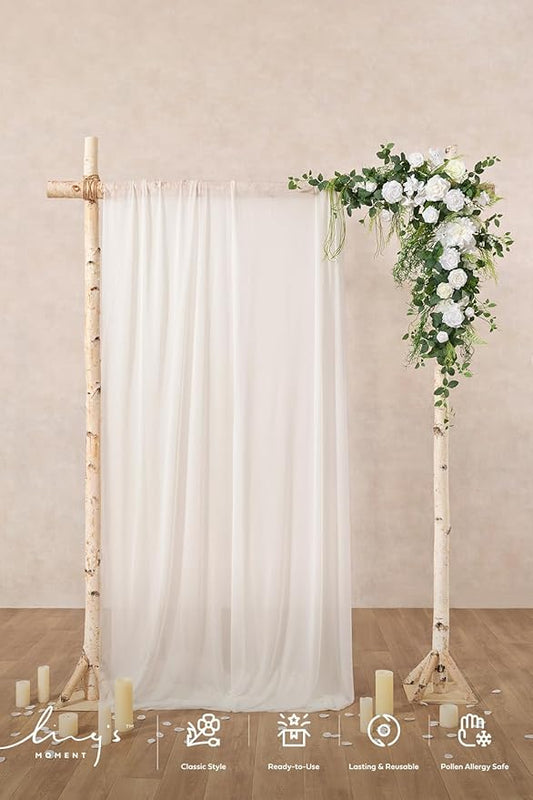 Ling's moment Wedding Arch Flowers - 6.5FT Floral Garland for Ceremony Arbor Backdrop Decoration - Artificial Rose Floral Swag for Sweetheart Table Birthday Party, Baby Shower, Lily White