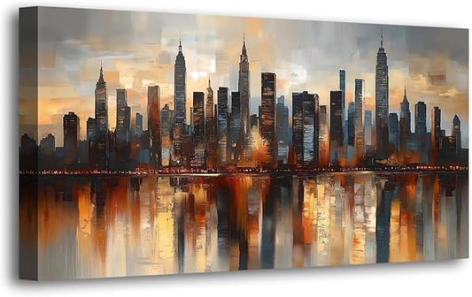 Abstraction Pictures Canvas Wall Art for Living room Office Bedroom Wall Decor,City night Scene Wall Art Print Paintings Modern Natural Landscape Artwork Waterproof Ready to Hang-20x40inch