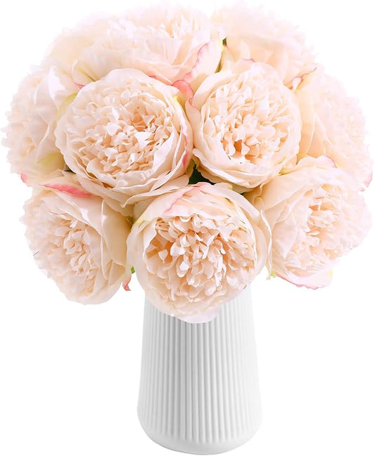 ucky 10 Packs Peonies Artificial Flowers Artificial Peonies Fake Peonies Artificial Flowers Peonies Bouquet for Centerpiece Table Wedding Party Home Decor (Cream White)