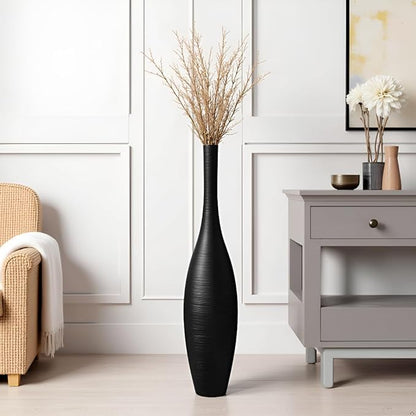Black Vase Tall Black Floor Vases, 27.5 Inch Modern Tall Vases for Living Room Modern Floor Vase for Living Room Corner Office Home Decor