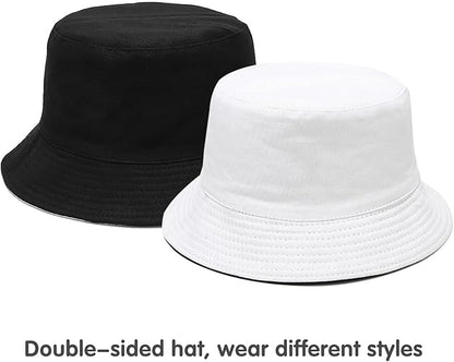 Malaxlx Unisex Bucket Hat Beach Sun Hat Aesthetic Fishing Hat for Men Women Teens, Reversible Double-Side-Wear