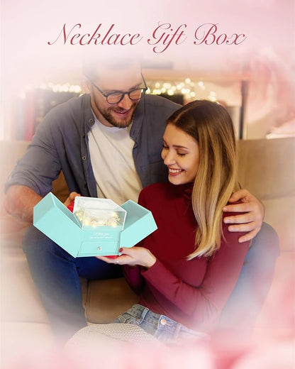 Birthday Gifts for Women, Preserved Real Roses with Heart Necklace I Love You in 100 Languages, Romantic Anniversary Wedding Gifts for Women Her Girlfriend Wife, Forever Roses Necklace Gift Box White