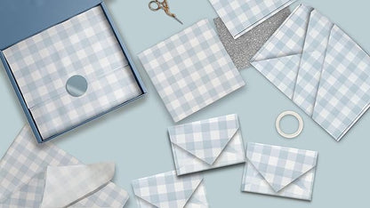 Pro Supply Global Blue Gingham Printed Tissue Paper for Gift Bags or Boxes and Wrapping - Checkered Bulk Decorative Art Tissue Paper for Packaging and Gifting | 24 Sheets 20" x 30"