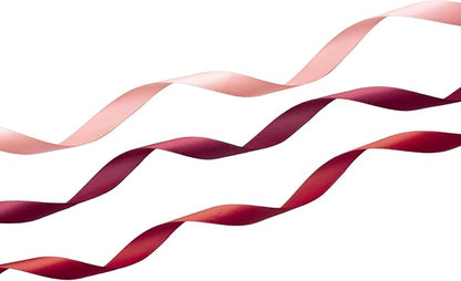 Burgundy Double Face Satin Ribbon 3/8 Inch x 45 Yards Wine Red Coral Pink Fabric Ribbon for Gift Wrapping, Flower Bouquets, Bows Making, Wedding Decor, Invitations, Christmas (3 Rolls *15Yd)