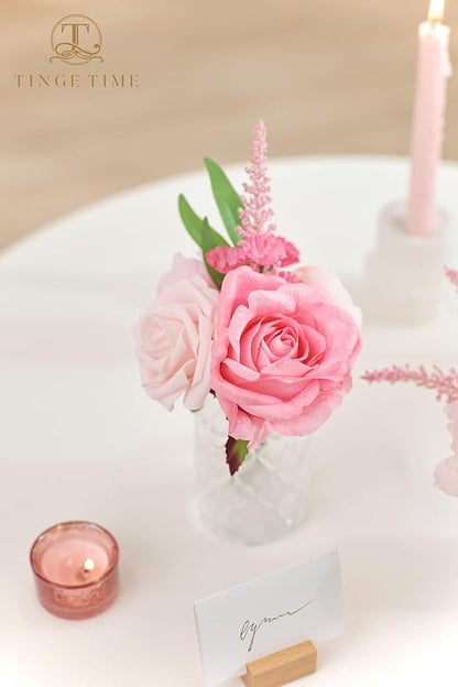 TINGE TIME Artificial Flowers Hot Pink Flower Combo for DIY Wedding Bouquets Table Centerpieces Arrangements Party Baby Shower Home Decoration Valentine's Day