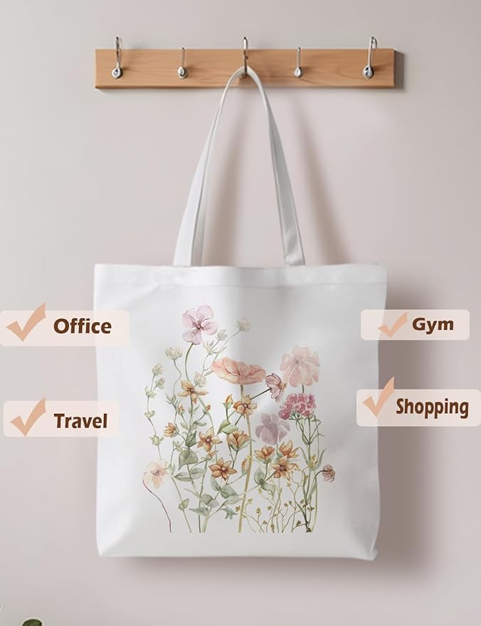 Floral Tote Bag, Floral Bag for Women, Reusable Grocery Bags Shopping Bags