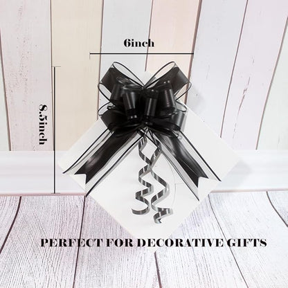 WEWILUCK Large Black Gift Bows - 15PCS Perfect bows for Gift Wrapping, Pull Bows for Man Present Decoration Birthdays Holiday and More(6 inches)