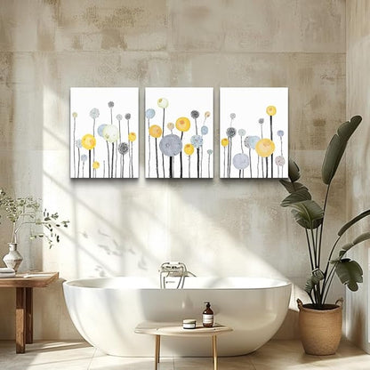 Abstract Flowers Watercolor Painting 3 Piece Framed Canvas Wall Art for Living Room, Bathroom, Office, Kitchen - Large Size Home Decor Artwork for Bedroom Decoration