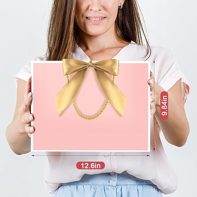 JMANNI Gift Bags, 1PCS Gift Bags Large with Ribbon and 1 Greeting Cards 2 Tissue Paper, Portable Paper Gift Bag with Handles, Birthday Gift Bags,Present Bags for Wedding Party Mothers Day