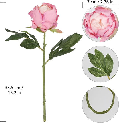 10pcs Pink Peonies Artificial Flowers Fake Silk With Single Stem for Wedding Table Centerpieces Home Decorations Bridal Bouquets Floral Arrangements (Deep Pink)