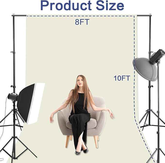 GFCC 8FTX10FT Ivory Backdrop Background for Photography Photo Booth Backdrop for Photoshoot Background Screen Video Recording Parties Curtain