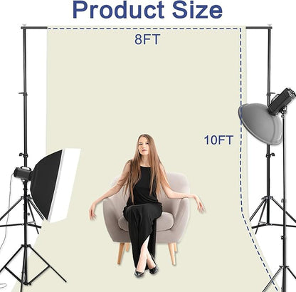 GFCC 8FTX10FT Ivory Backdrop Background for Photography Photo Booth Backdrop for Photoshoot Background Screen Video Recording Parties Curtain