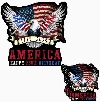 HANDICHI Design 5-Pack 4 Inch America 250th Birthday Stickers (1776–2026), Waterproof Patriotic Eagle & Flag Vinyl Decals