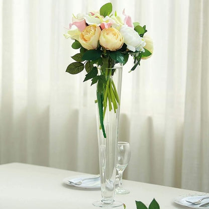 Efavormart 12pcs/Set 20" Tall Trumpet Heavy Duty Glass Centerpiece Vase for Wedding Party Banquet Events Centerpiece Decoration